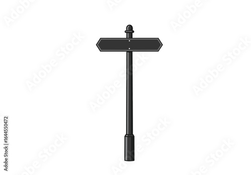 Black Directional Signpost with Arrowhead Ends and Rounded Top.