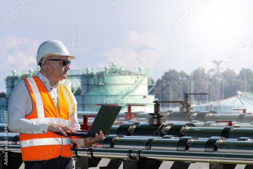 Man oil worker. Engineer wi...