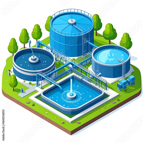 Isometric water treatment plant