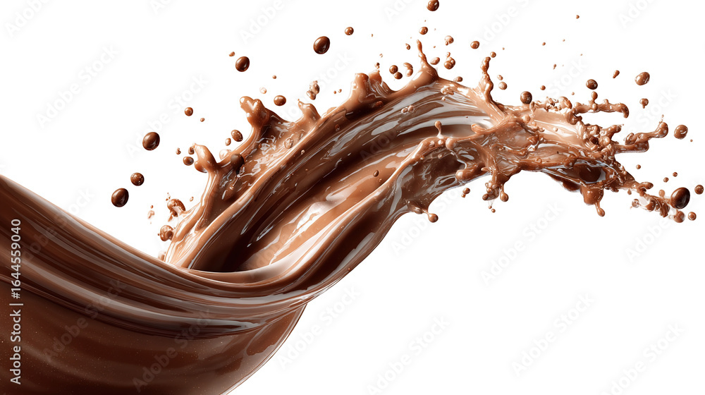 Fototapeta premium Chocolate spalsh isolated for packaging design. White or transparent background. .