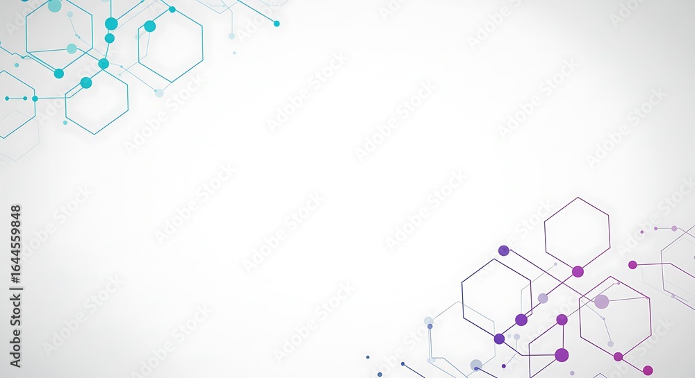 Obraz premium Abstract geometric network with hexagonal patterns on a clean background, symbolizing digital connectivity, technological innovation, and scientific research.