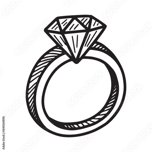 A charming Hand drawn doodle line art sticker featuring a Bachelorette Engagement ring. 