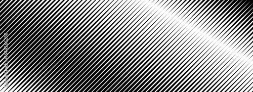 Linear halftone diagonal gradient. Black oblique striped gradation background. Repeating slanted pattern backdrop. Vibrating parallel linear wallpaper. Abstract tilted moire texture overlay. Vector