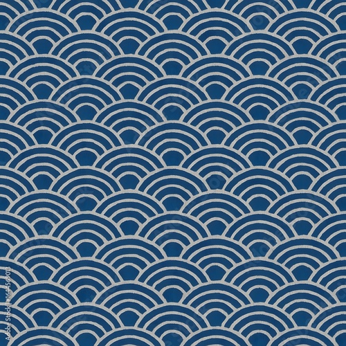 Traditional Japanese indigo Seigaiha pattern