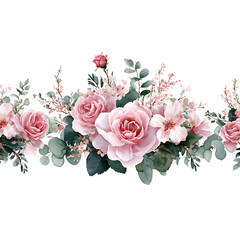Soft pink roses and eucalyptus floral arrangement border