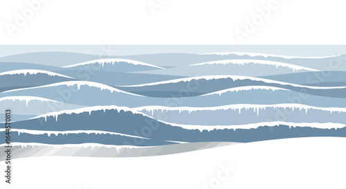 Abstract Sea Wave Pattern With Whitecaps Vector Illustration Design