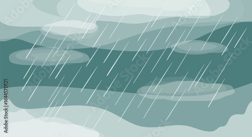 Abstract Rainy Day Background With Clouds And Rain Showers Illustration