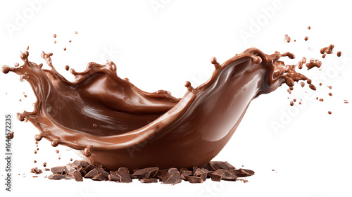 Chocolate spalsh isolated for packaging design. White or transparent background. .