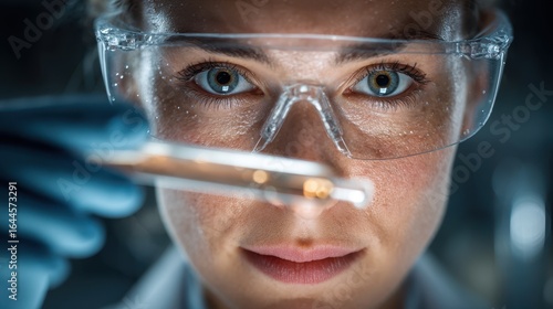 A female scientific research team in a laboratory