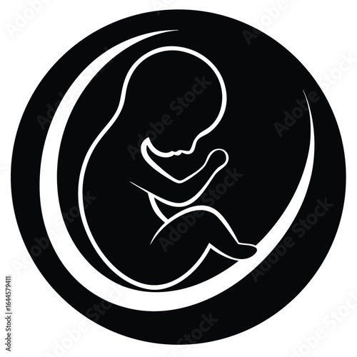 Fetus in womb abstract symbol black