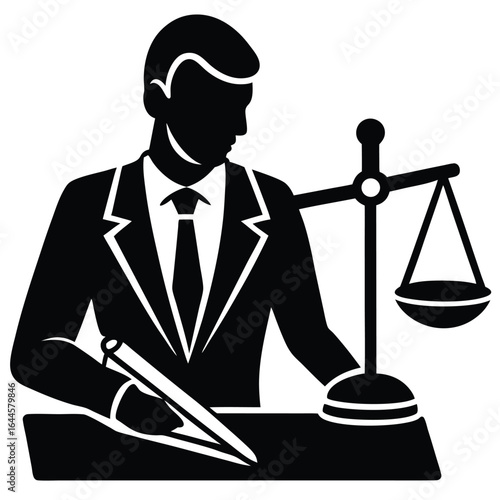 Lawyer with scales of justice legal