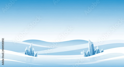 Captivating arctic landscape featuring crystalline ice formations against a gradient sky scene