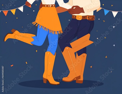 Couple dancing in cowboy boots