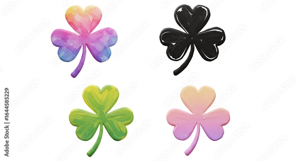 Obraz premium Four colorful cloverleaf designs