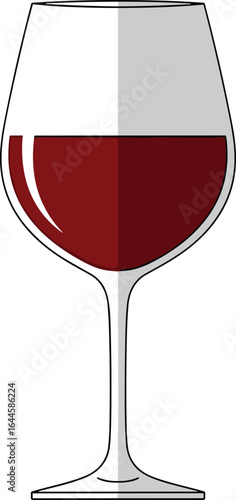 Glass of Red Wine on White Background