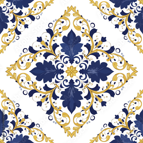 A set of traditional spanish designs and patterns of color blue and red in the style of dark white
