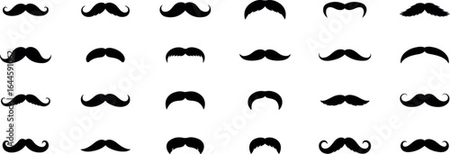Classic gentleman's moustache silhouette isolated on transparent background