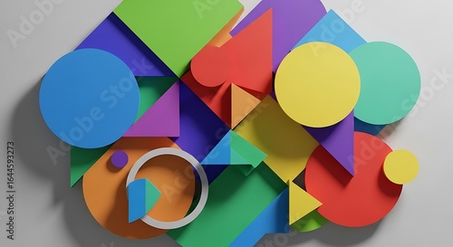 Bold geometric shapes arrangement creating an eye-catching and vibrant design presentation