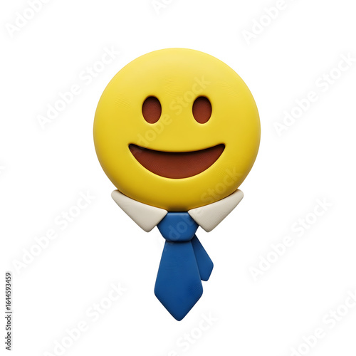 Smiling emoji in business attire. Professional 3D render, isolated for versatile design use.