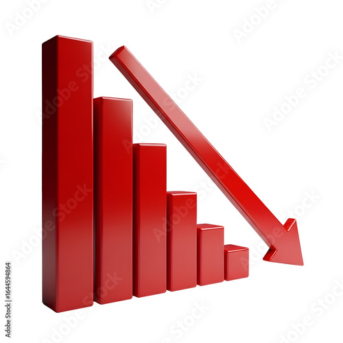 Free Download Red Bar Graph and Arrow Showing Financial Decline, Isolated on Transparent Background - GFXLoad