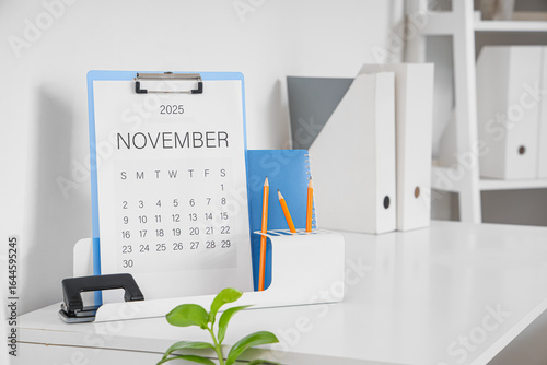 Calendar with stationery on...