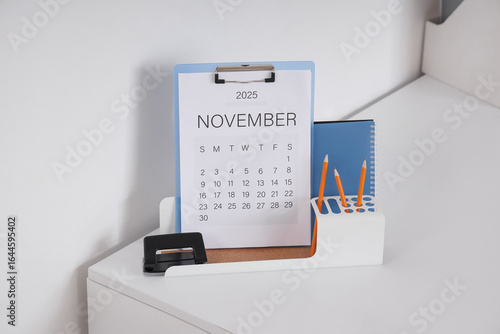 Calendar with stationery on...