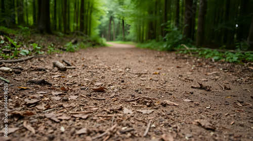 Closeup of a trail in a forest