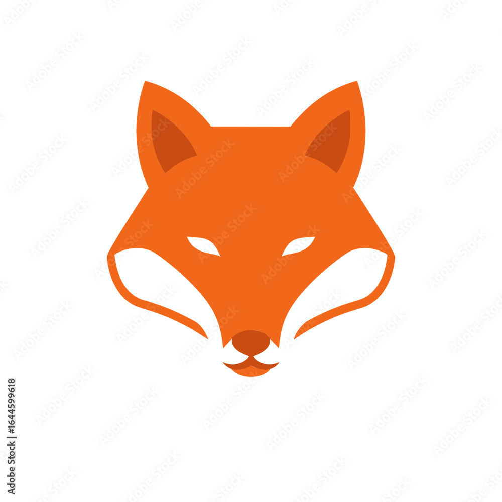 Obraz premium Solid orange fox head vector minimal style on, white background no text