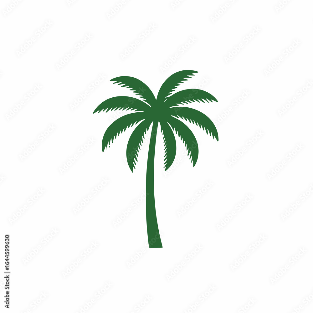 Obraz premium Solid green palm tree silhouette vector on, white background no text