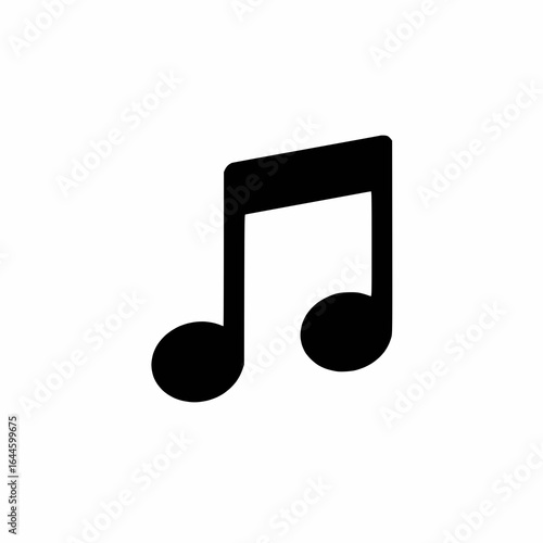 Solid black musical note vector on, white background no text