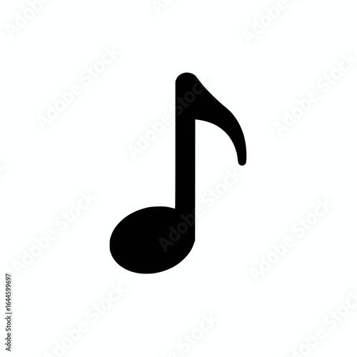 Solid black musical note vector on white background no text