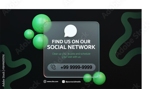 Find Us on Our social network - Contact and Support - Contact us on social network - Connect with us on social network - social network design - follow us on social network - social network mockup