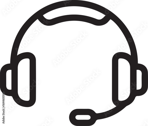 Sleek headset icon for modern communication, perfect for call center, gaming, podcasting and customer service applications, scalable vector graphic