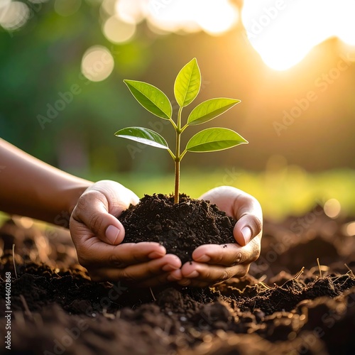 Wallpaper Mural Hands holding young sprout in soil Torontodigital.ca