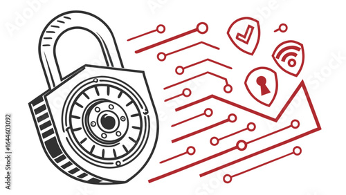 Cyber security padlock network security data protection internet security system safety information technology