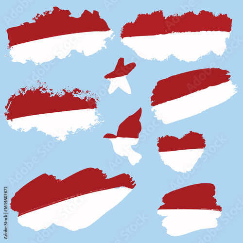 set grunge style flag of indonesia 