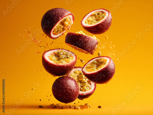 Passionfruit Fresh Juicy Orange Splash Vibrant Healthy Tropical Fruit Sliced Citrus Vitamins Tasty Sweet Organic Natural Colorful Isolated Macro Refreshing Dessert Beverage Delicious Cuisine