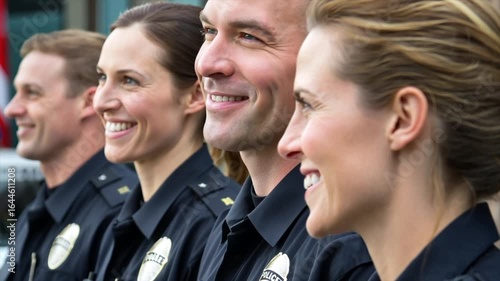 A group of smiling police officers