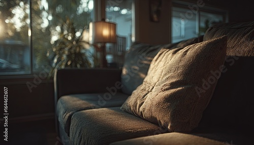 Cozy Living Room with Natural Light and Soft Pillow