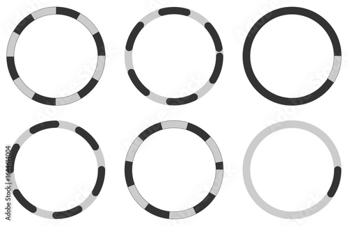 反転カラーの分割リング6点セット（黒×グレー）
