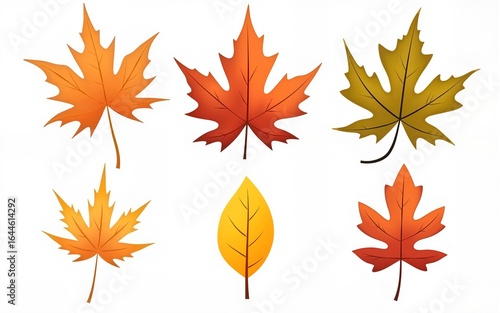 autumn leaves in flat style, set isolated, vector. High quality