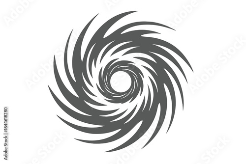 Abstract spiral vortex vector illustration. Hurricane symbol, tornado icon. Weather concept. Stylized cyclone graphic. Tribal tattoo design element. Chaos energy motion swirl.