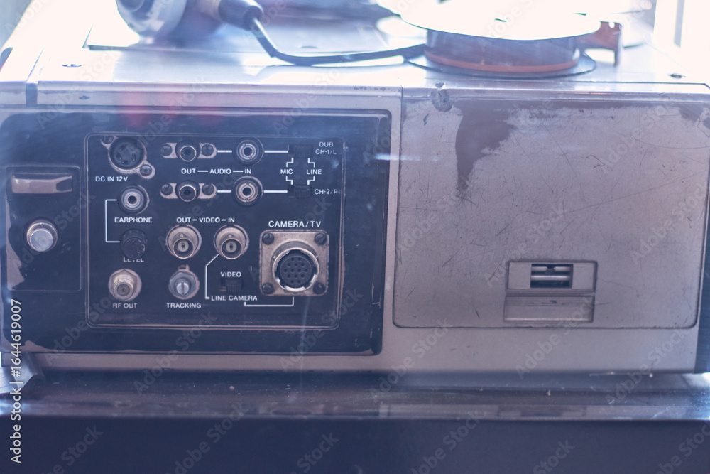 Obraz premium View of connectors, transmitters, old television 