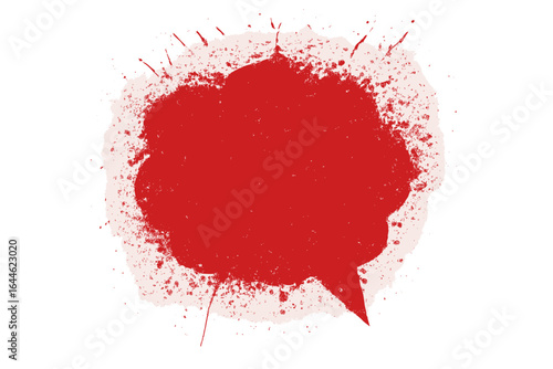 Speech bubble vector icon with red spray paint splatter, grunge frame and comic graffiti explosion, abstract message cloud shape, urban art style isolated vector design