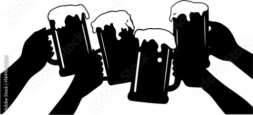 Celebration beer cheers toast drink alcohol party friends pub brewery bar cheersing silhouette vector 100