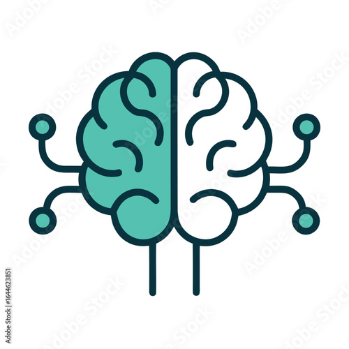 Abstract digital brain circuit with glowing electronic lines and connections representing thought and technology