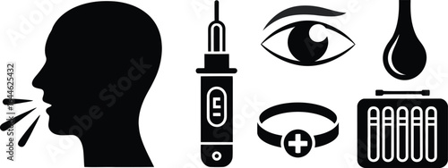 Man applying nasal spray for allergy relief and congestion treatment silhouette