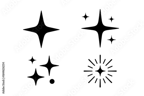 Wallpaper Mural Twinkle Star Icon Set Vector Featuring Black Starburst, Sparkle, Glow, Shining Effects, and Radiant Light Elements on Transparent Background for Design and Illustration Torontodigital.ca