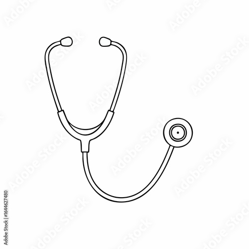Simple line art illustration of a stethoscope with earpieces and chest piece