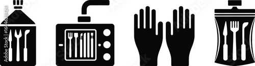 Medical surgical tools sterilization and disinfection process silhouette